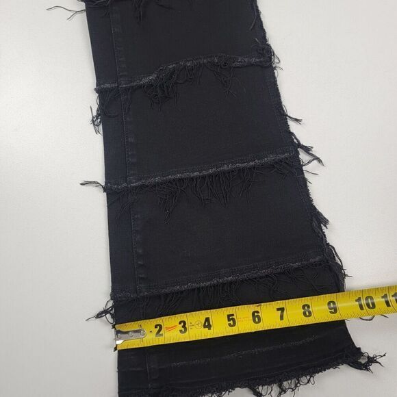 Valabasas Mens Stacked Button Fly Distressed Jeans Size 38 Fringed Black Pants - Picture 9 of 13